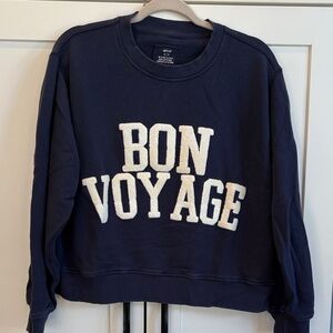 Aerie Navy Bon Voyage Crew Neck Sweater